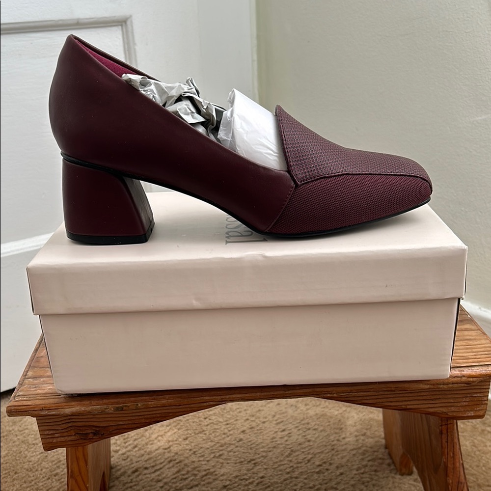 Benassal cranberry heeled loafers